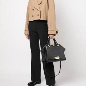 ZAC Zac Posen Eartha Iconic Jumbo Double Handle Satchel Bag Black Leather Purse